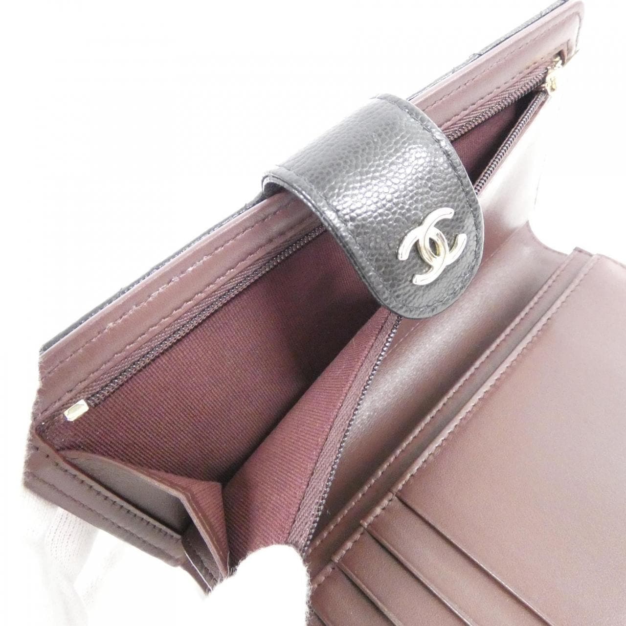 CHANEL 銀包 荔枝紋牛皮