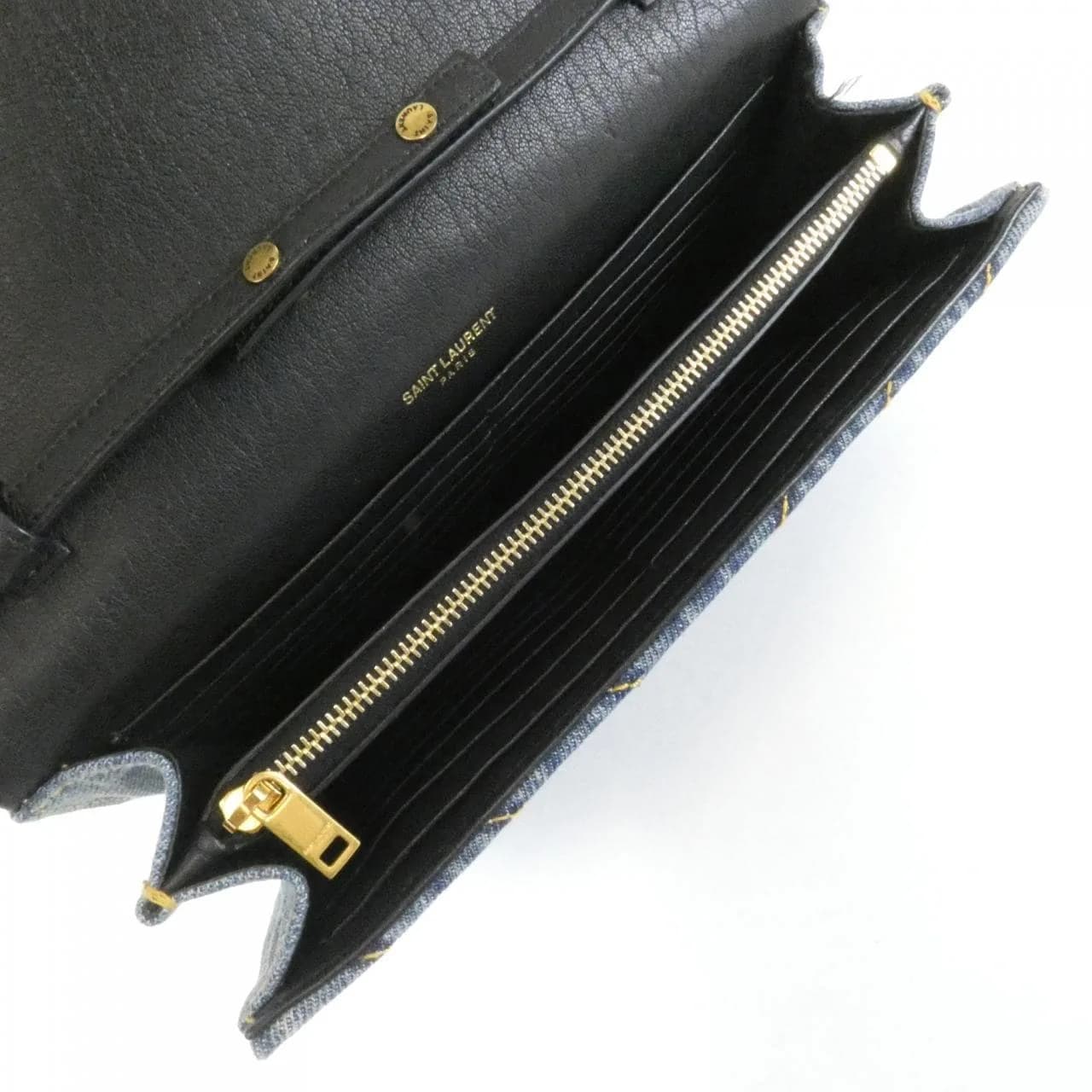 SAINT LAURENT 377828 銀包 牛仔布